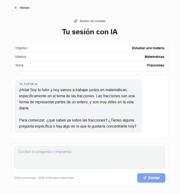 Tabrio AI tutor conversation