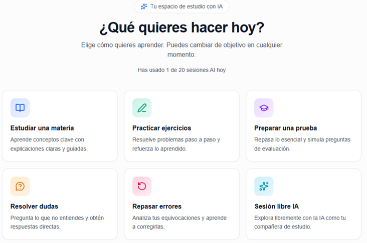 Tabrio learning modes selection